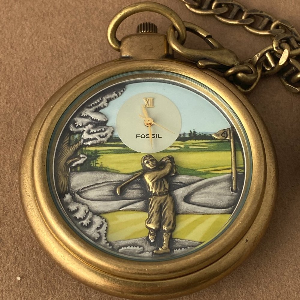 Vintage Fossil Limited Edition Golf Pocket Watch